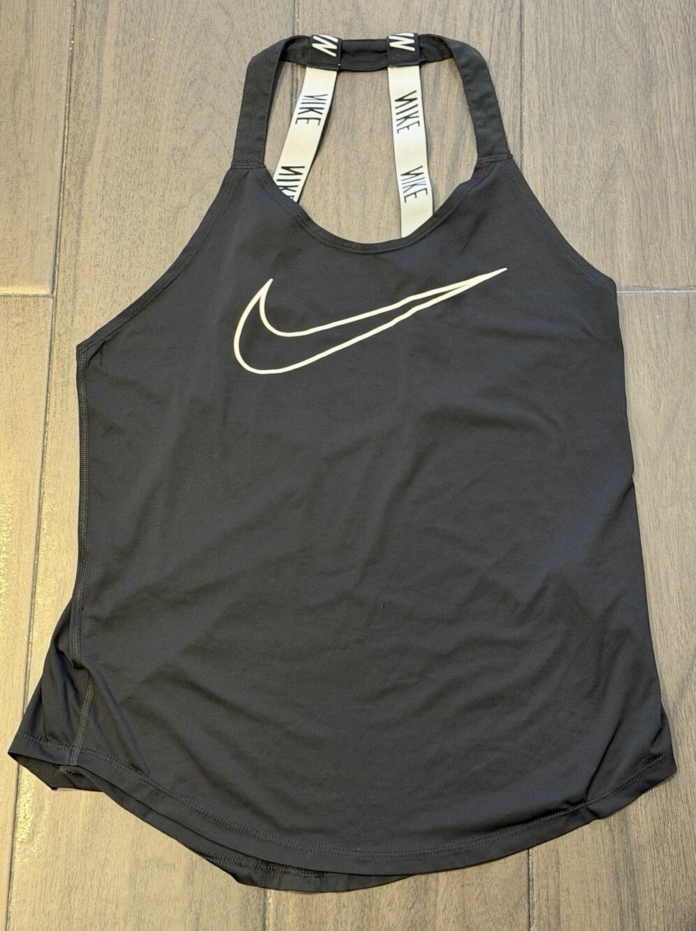 Nike Tank Top Womens Training Running Workout Black Big Logo Gym Stretchy Sz S